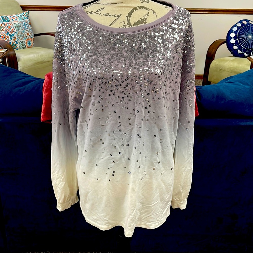 Sequin dusty purple ombré long sleeved top